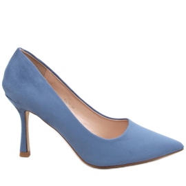 Escarpins femme en daim bleu