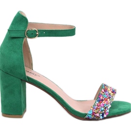 Sandales à talons vert Valentine avec pierres - Inello