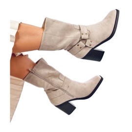 Santiags en daim beige