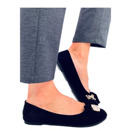 Ballerines en daim noir avec ours en peluche le noir