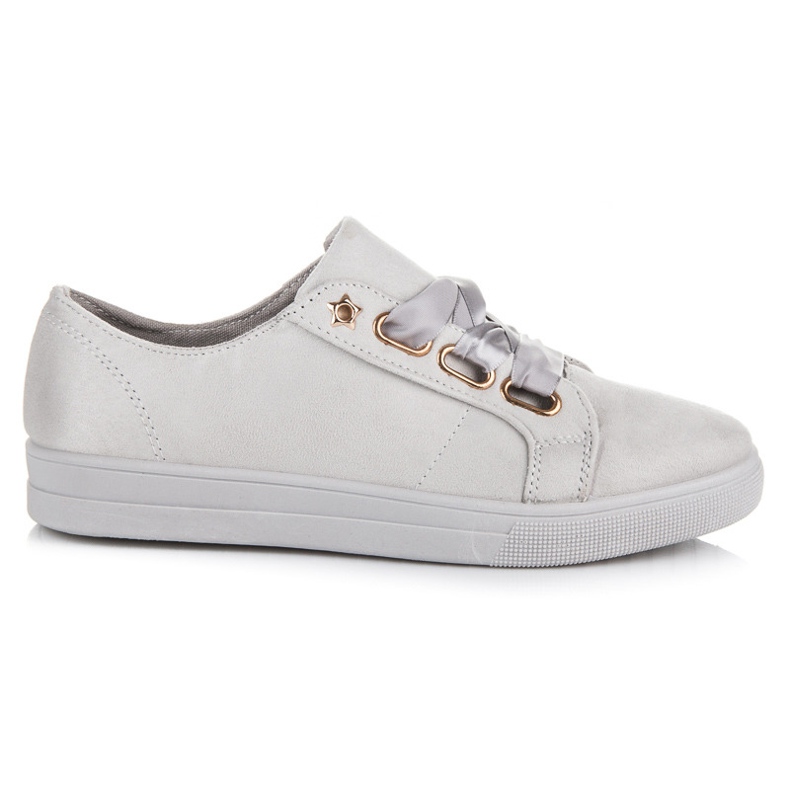 Ideal Shoes Baskets en daim avec ruban gris