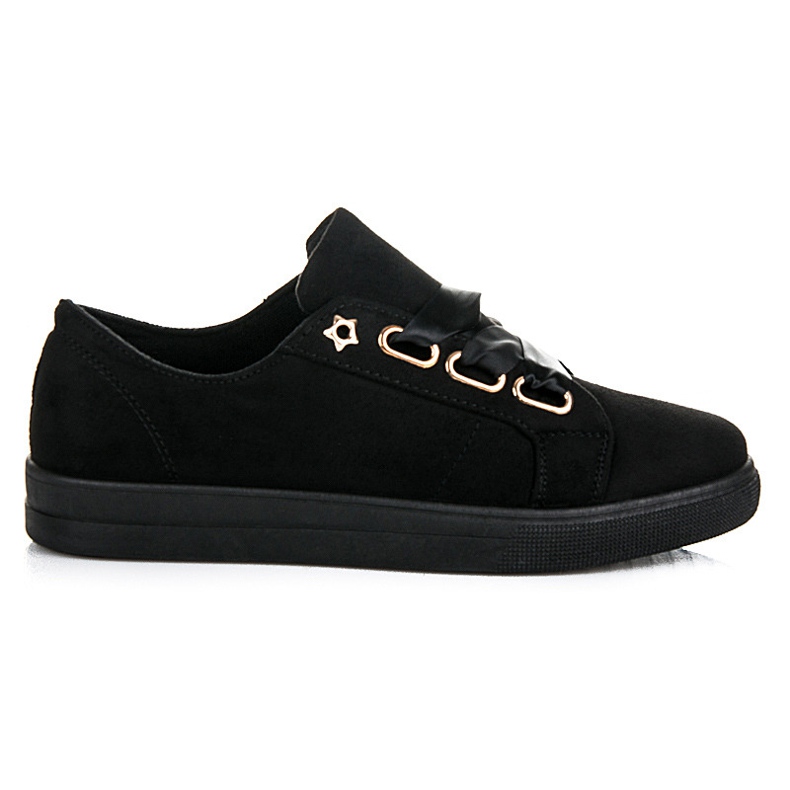 Ideal Shoes Baskets En Daim Avec Un Ruban le noir