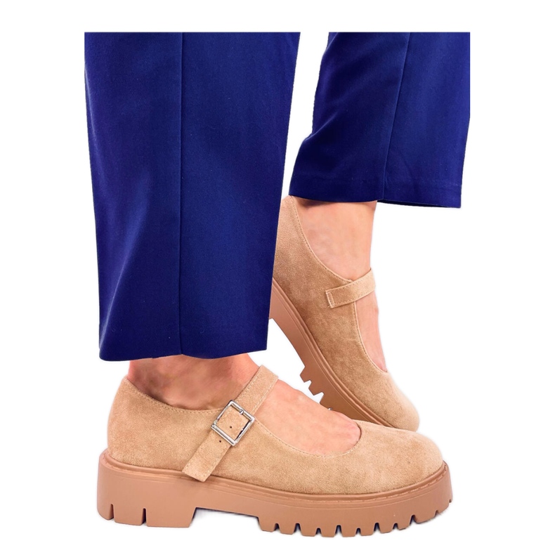 Holmess Ballerines plateforme à lanières kaki - Inello beige