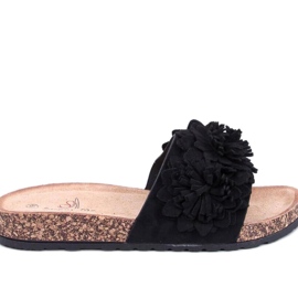 Sandale Tongs en liège à fleurs Sebill Noir - Inello le noir
