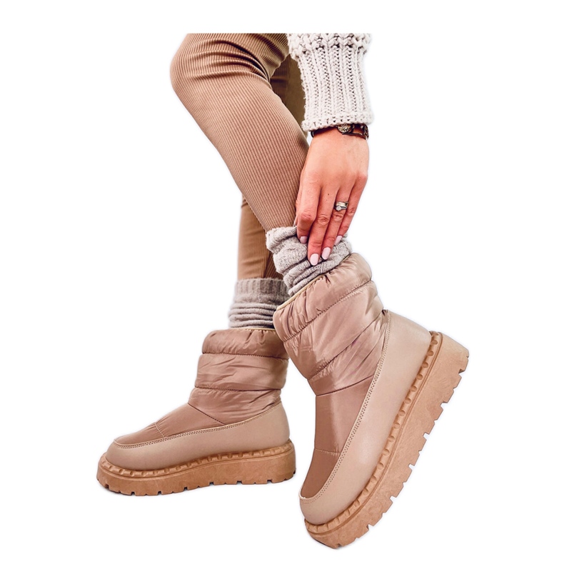 Javier Kaki - Bottes de neige Inello en nylon brun Javier Kaki - Bottes de neige Inello en nylon brun