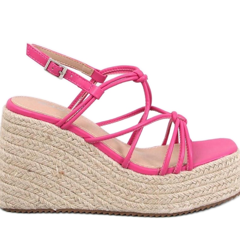 Pascai Sandales espadrilles compensées fuchsia - Inello rose