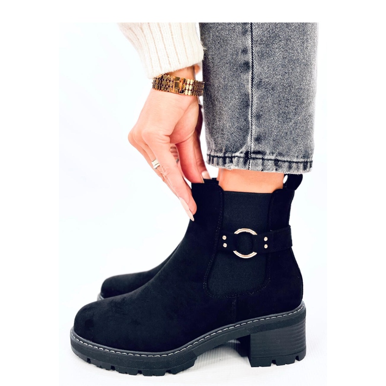 Airon Bottines Chelsea à talons bas noires - Inello le noir