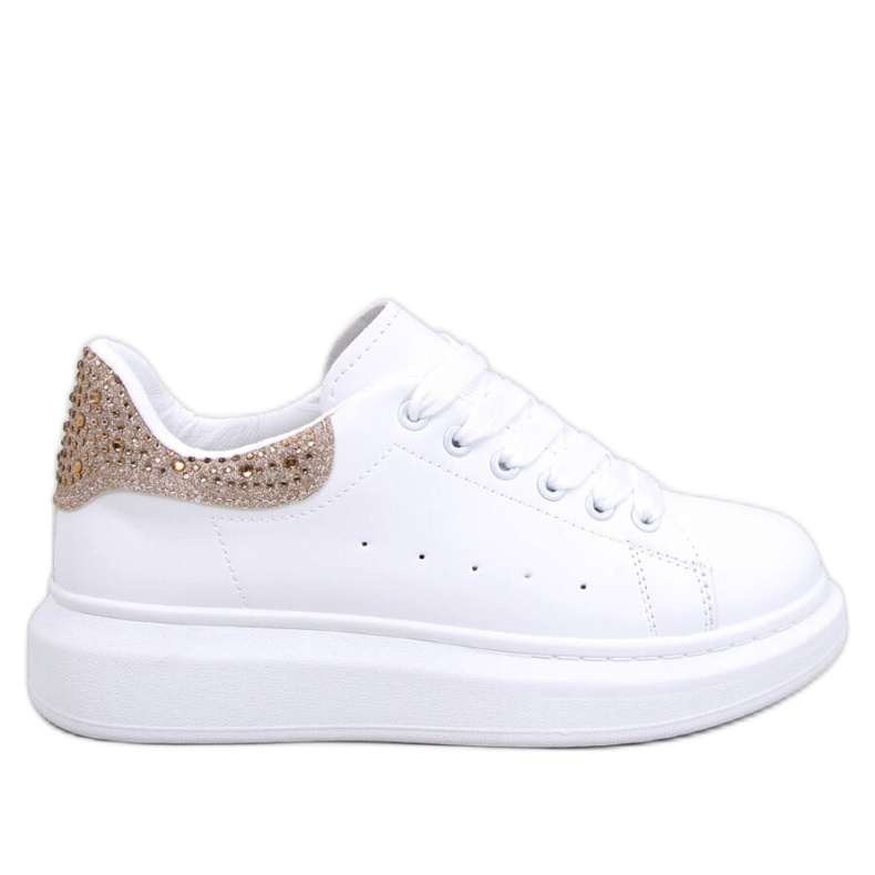 Baskets à plateforme Parkss BLANC/GOLD avec strass - Inello blanche