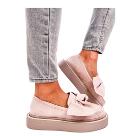 Mocassins Tempelton en daim rose avec noeud - Inello