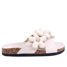 Sandale Tongs en liège à fleurs coussin Charss Beige - Inello