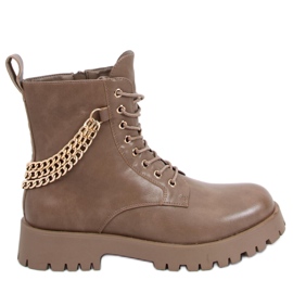Kb9393 Bottines bovver Tokyo Kaki avec chaînes - Inello brun