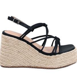 Pascai Sandales espadrilles compensées noires - Inello le noir