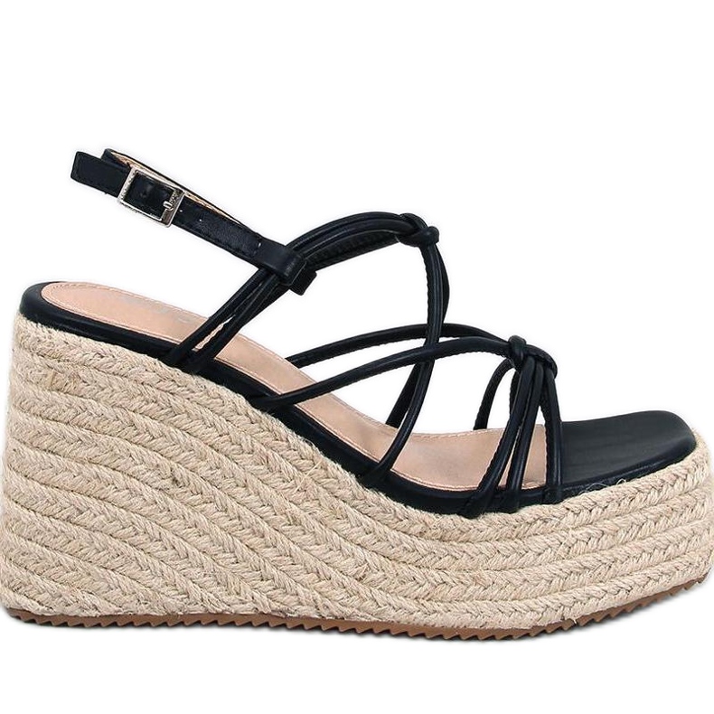 Pascai Sandales espadrilles compensées noires - Inello le noir
