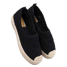 Dagonei Espadrilles ballerines ajourées noires - Inello le noir