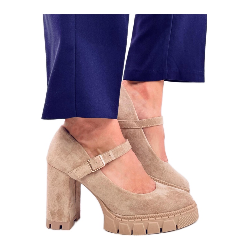 Escarpins plateforme à bride Dresse Kaki - Inello beige