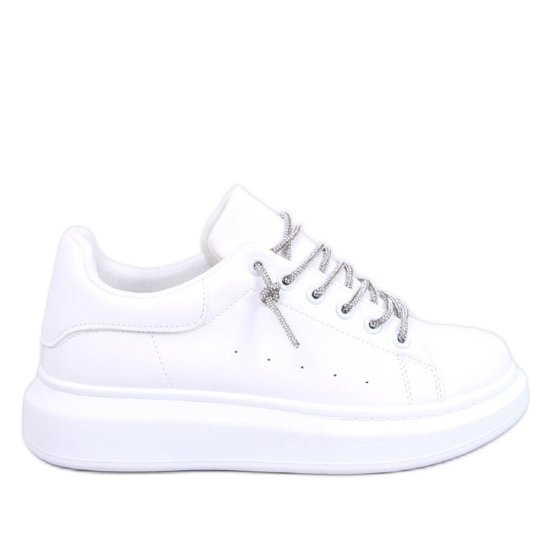 Baskets à lacets en cristal Série BLANC/ARGENT - Inello blanche