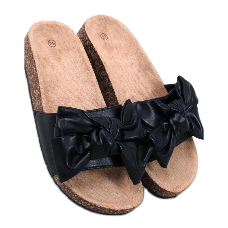 Bussi Tongs en liège noir avec nœud - Inello le noir