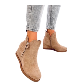 Paxten Bottines compensées en daim kaki - Inello beige