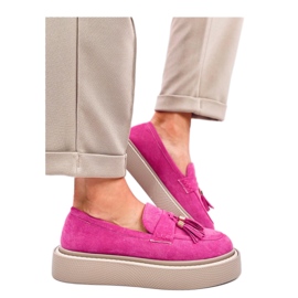 Mocassins plateforme Trinity Fuchsia à franges - Inello rose