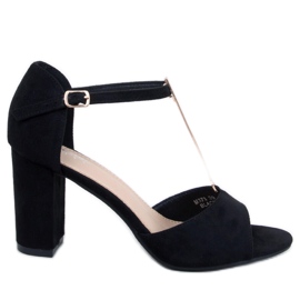 Sandales à talons avec décoration dorée Ferdi Noir - Inello le noir