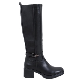 Theisen Bottines noires à talons bas le noir