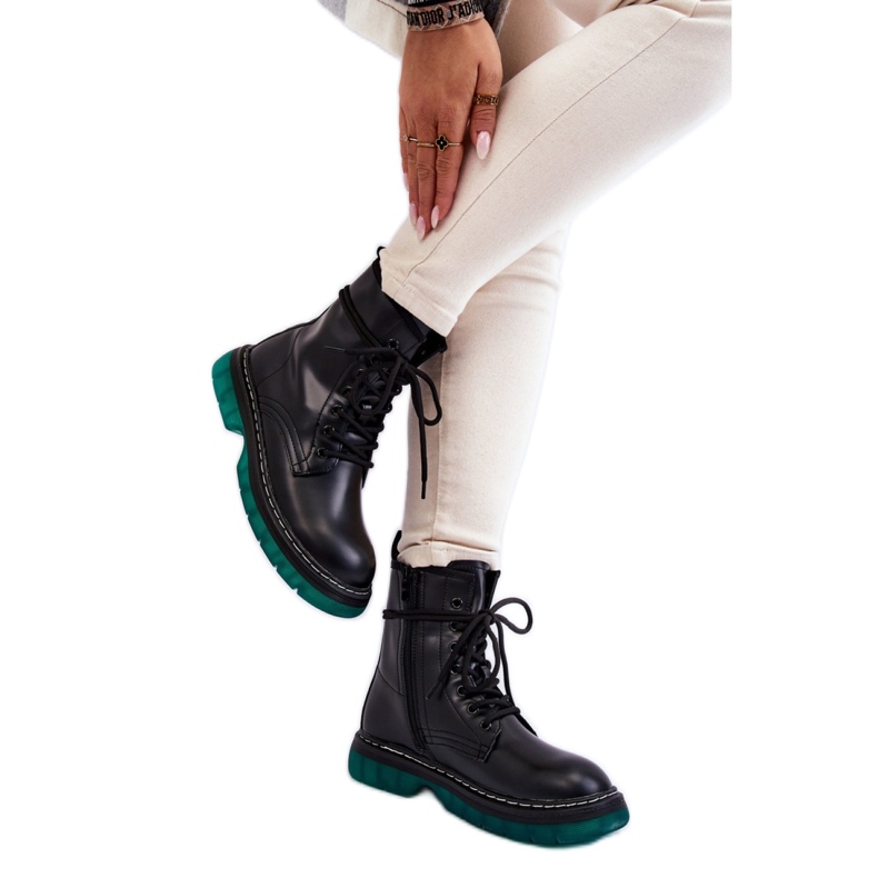 Step in style Bottes de combat Modèle Trinah 22BT35-5079 Noir_Vert - Entrez avec style le noir