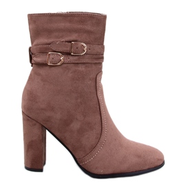 Dianes Bottines à talons en daim kaki brun
