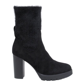 Carlini Bottines noires à talons hauts avec revers élastique le noir