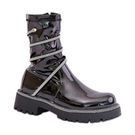 Bottines femme vernies noires
