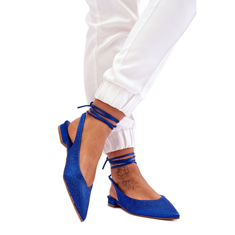 Ballerines femme bleues à lacets
