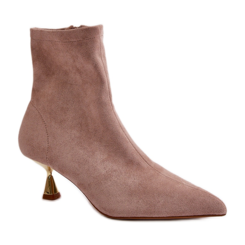 Bottes pour femmes élégantes avec un talon haut décoratif beige Bottes pour femmes élégantes avec un talon haut décoratif beige