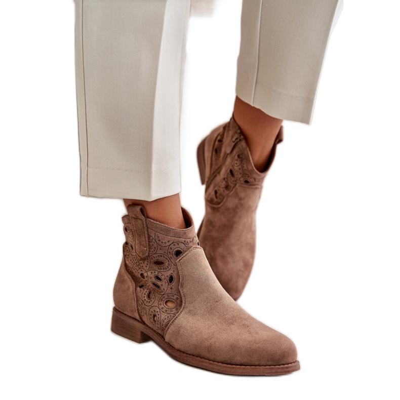 S. BARSKI Boots femme à tige ajourée S.Barski marron brun