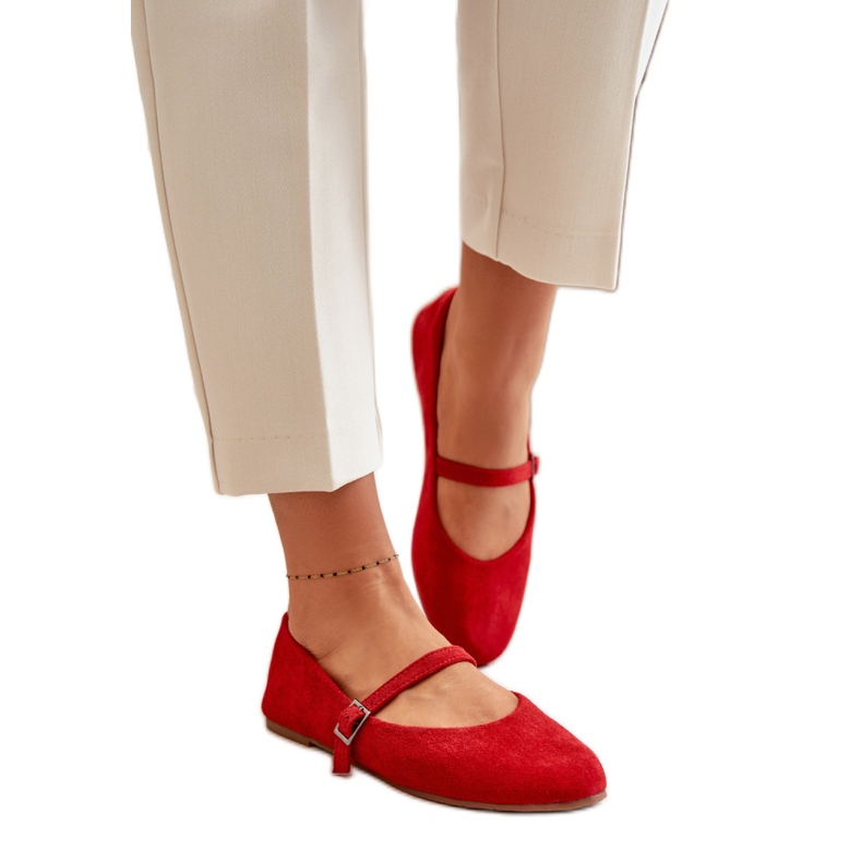 Ballerines femme rouges avec ceinture Ballerines femme rouges avec ceinture