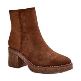 Bottines marron pour femme à talon stable brun Bottines marron pour femme à talon stable brun