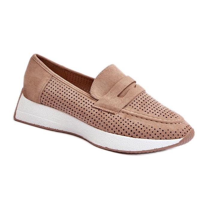 Mocassins plateforme femme beiges