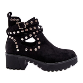Bottines classiques pour femmes avec clous noirs le noir