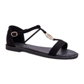 Sandales pour femmes avec décoration dorée Vinceza Noir le noir