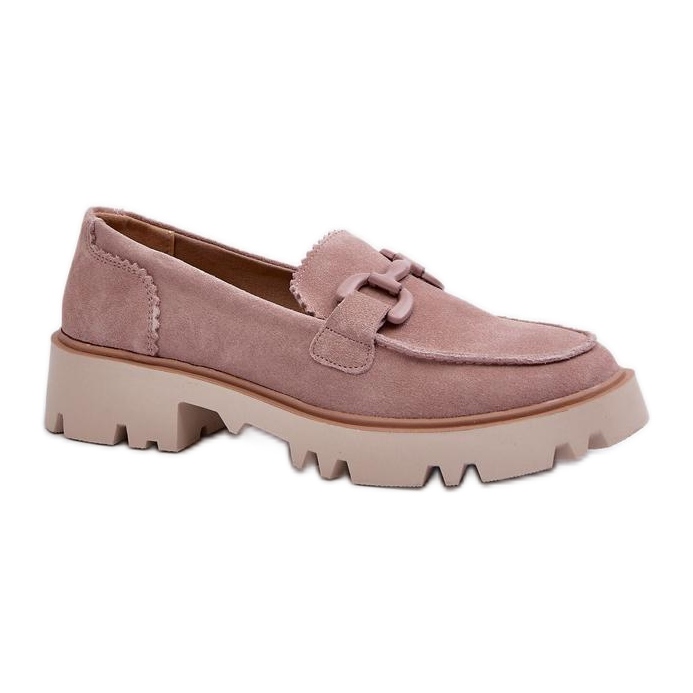 S.Barski Mocassins femme en daim rose