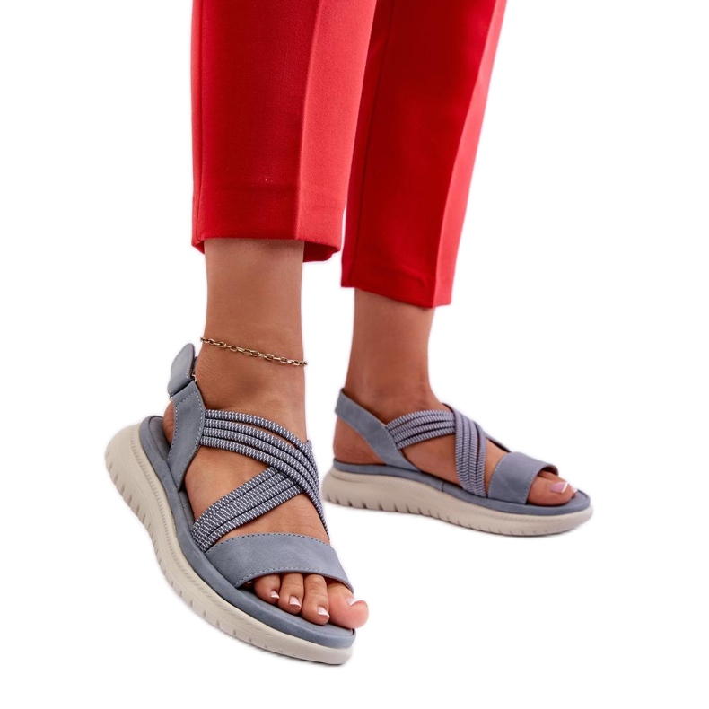 Sandales velcro femme bleues