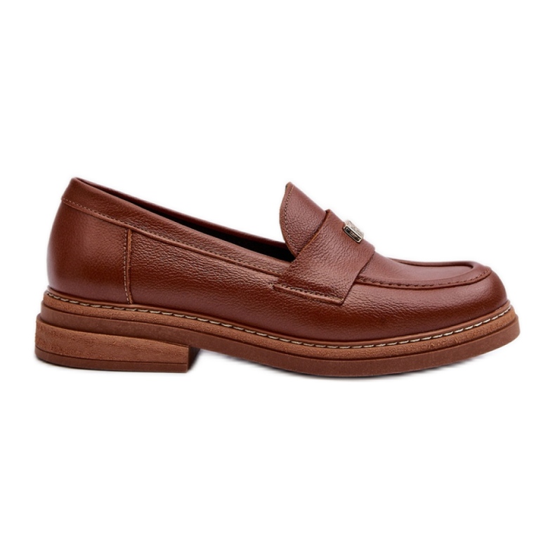 Mocassins femme Zazoo en cuir marron brun