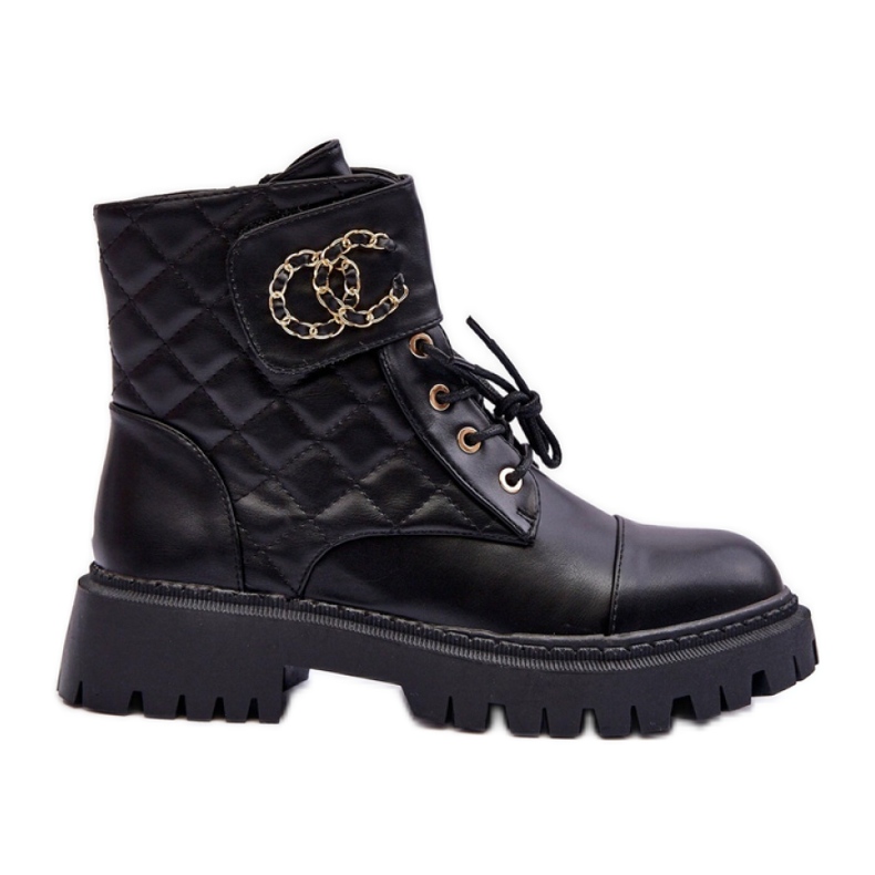 Bottines workwear pour femmes avec décoration noire le noir
