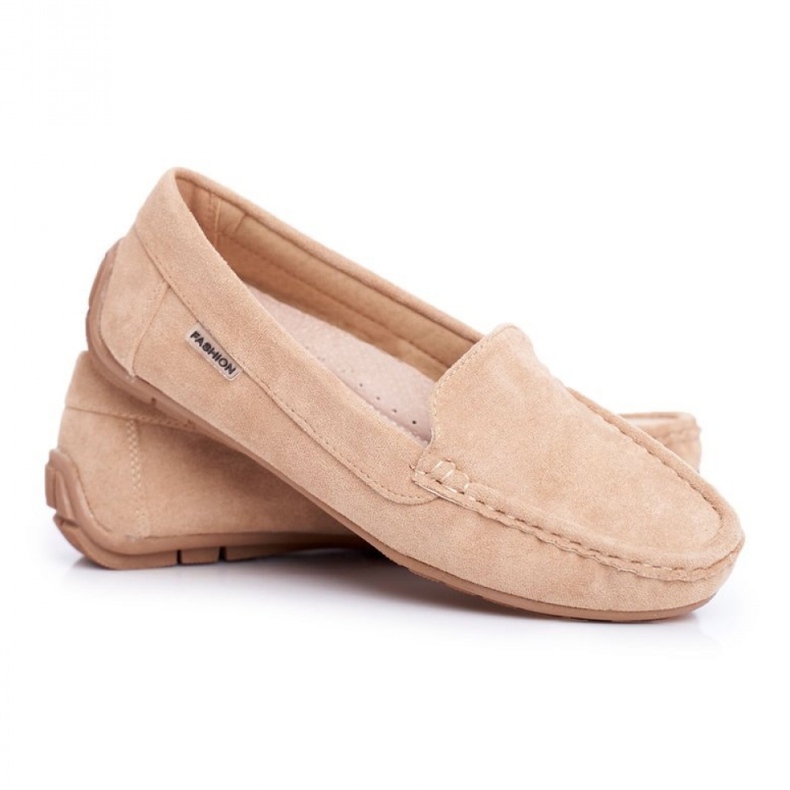 Mocassins femme en daim beige