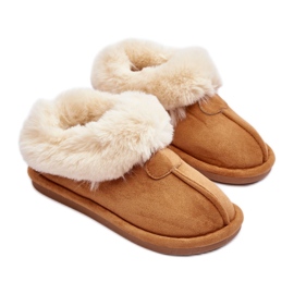 Chaussons femme avec fourrure Camel brun