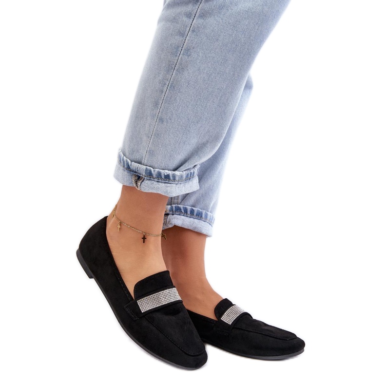 Mocassins femme à strass noirs le noir