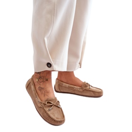 Mocassins femme marron avec noeud brun