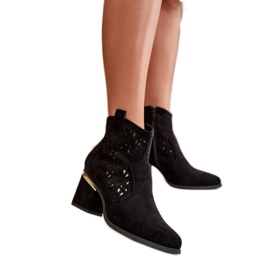 Santiags noires à talons bas le noir
