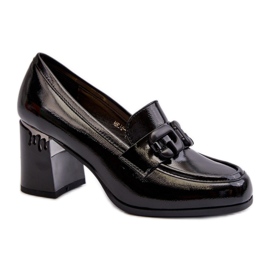 S.Barski Chaussures à talons hauts pour femmes, laquées Noir