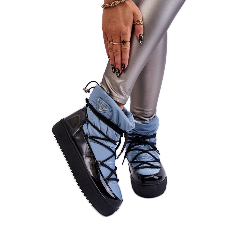 Boots de neige à lacets femme bleues