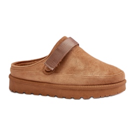 Chaussons plateforme femme Camel brun