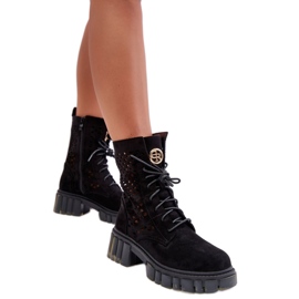 Bottines ajourées femme noires